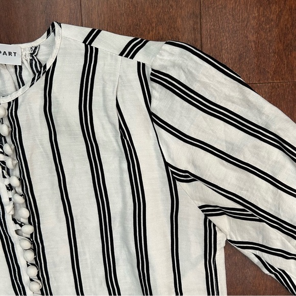 Apiece Apart Nueva Augustina Tunic, Black and White Striped Linen & Silk, Size 0 - Picture 6 of 16